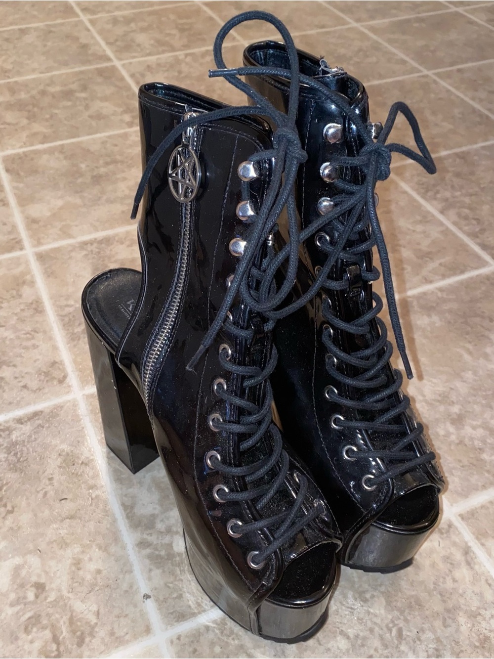 Killstar Galactic PVC Platform Heels US 8 UK 6